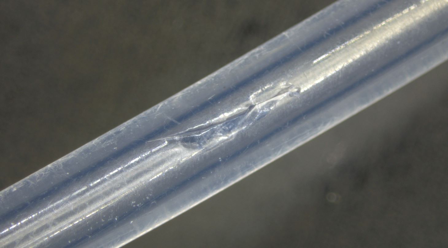 Clear tube with defect